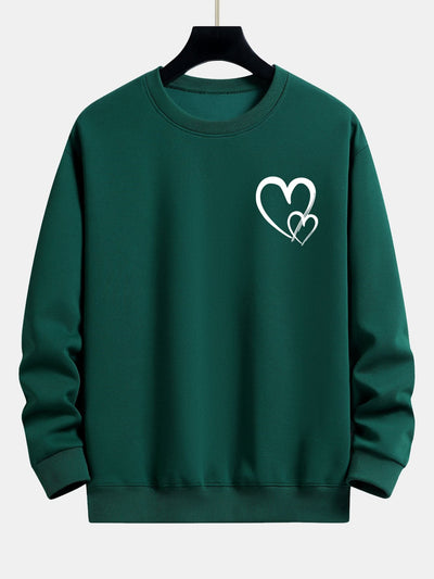 Sweat-shirt décontracté à imprimé cœur Doodle
