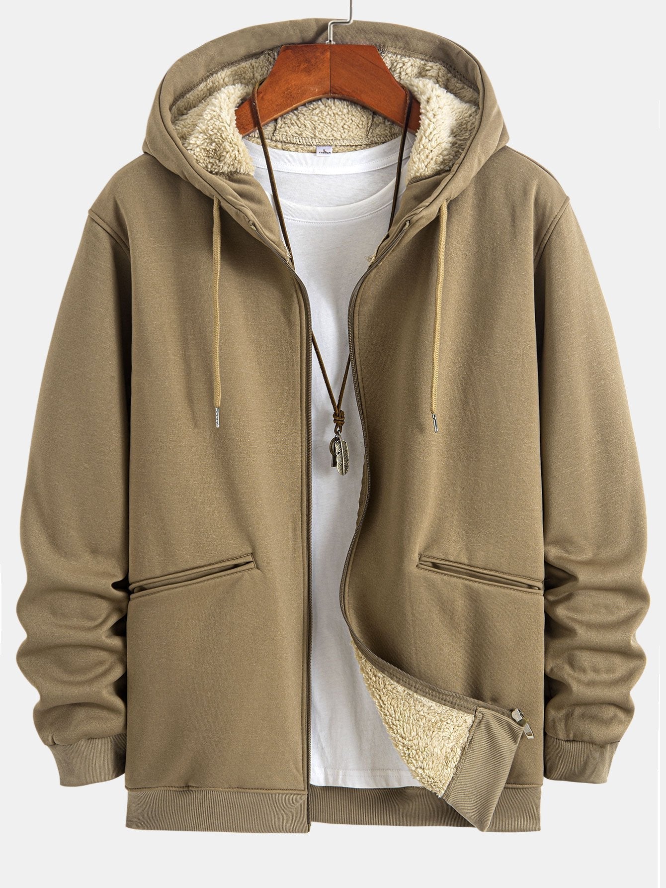 Sweat à capuche zippé doublé en peluche