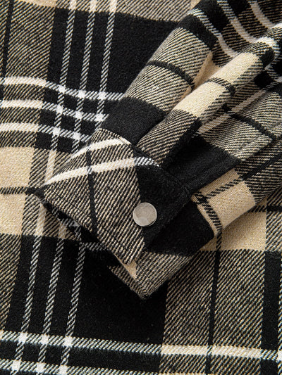 Teddy Lined Flannel Plaid Hooded Shirt