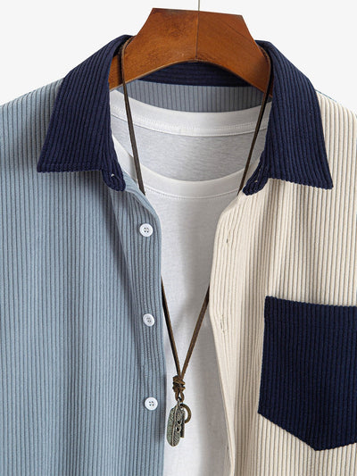 Chemise patchwork en velours côtelé
