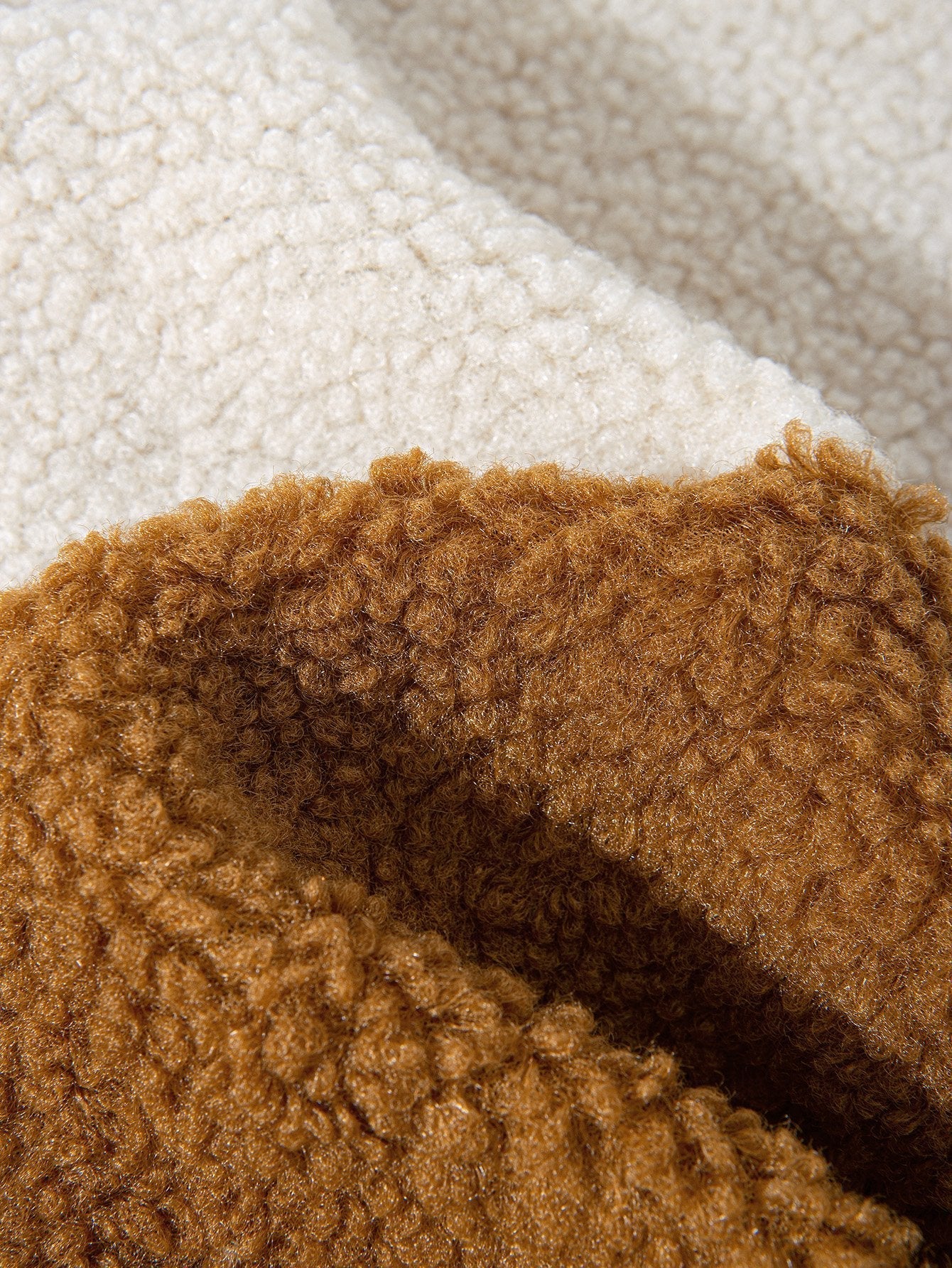 Color Block Teddy Fleece Coat