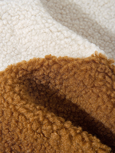 Color Block Teddy Fleece Coat