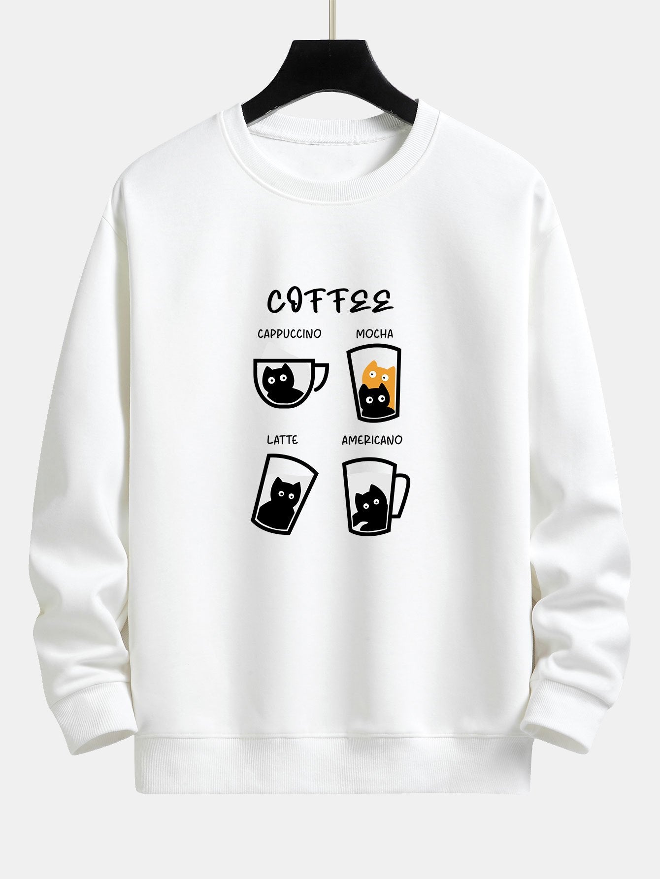 Coffee Cat Print Relax Fit Sweatshirt