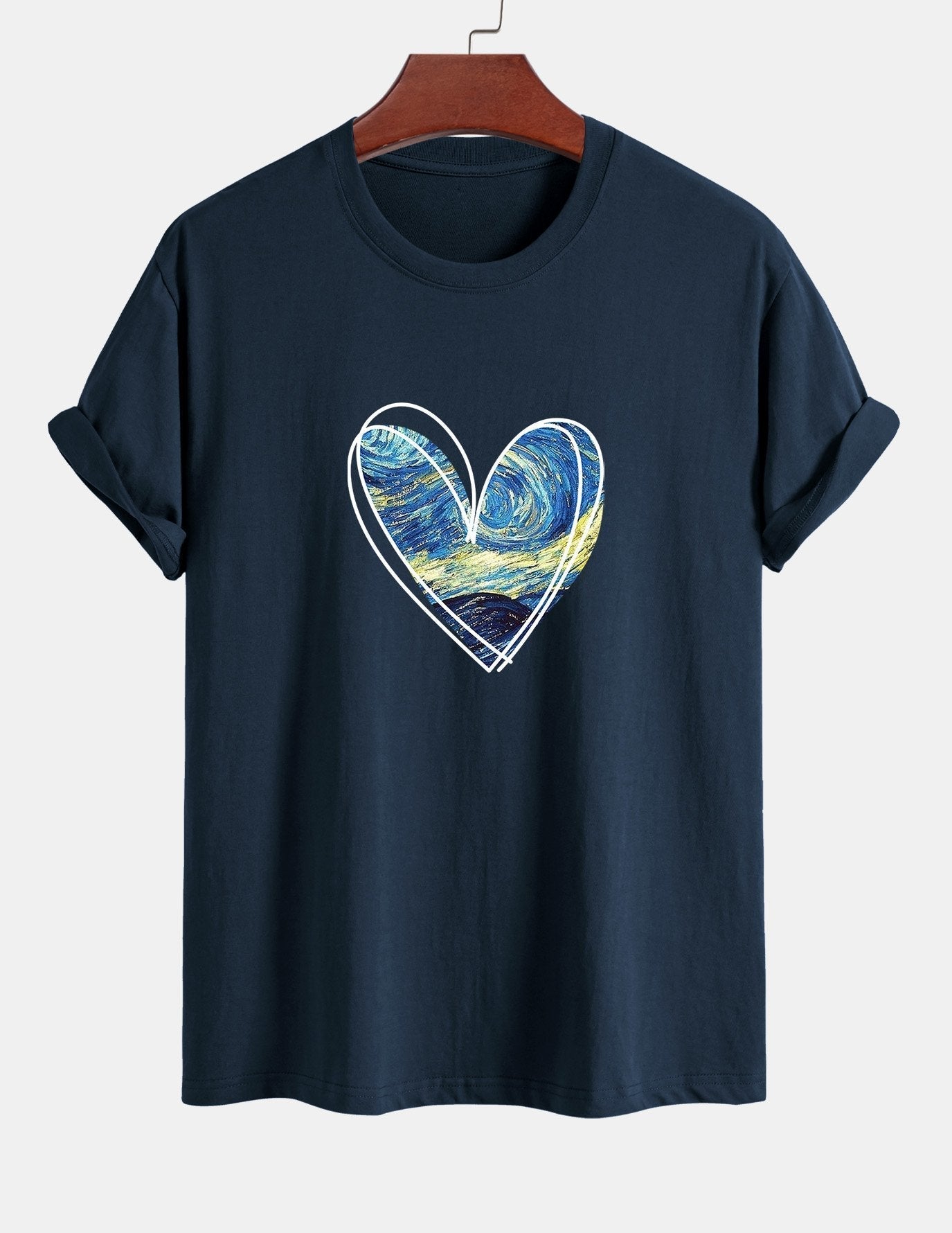 T-shirt en coton coupe standard à imprimé cœur et ciel étoilé